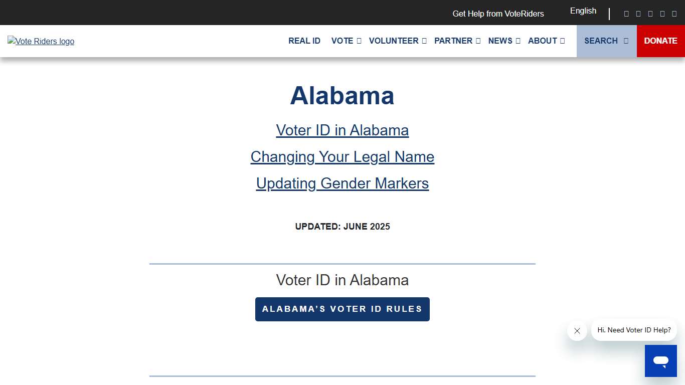 Alabama • Info for Trans and Nonbinary Voters • VoteRiders